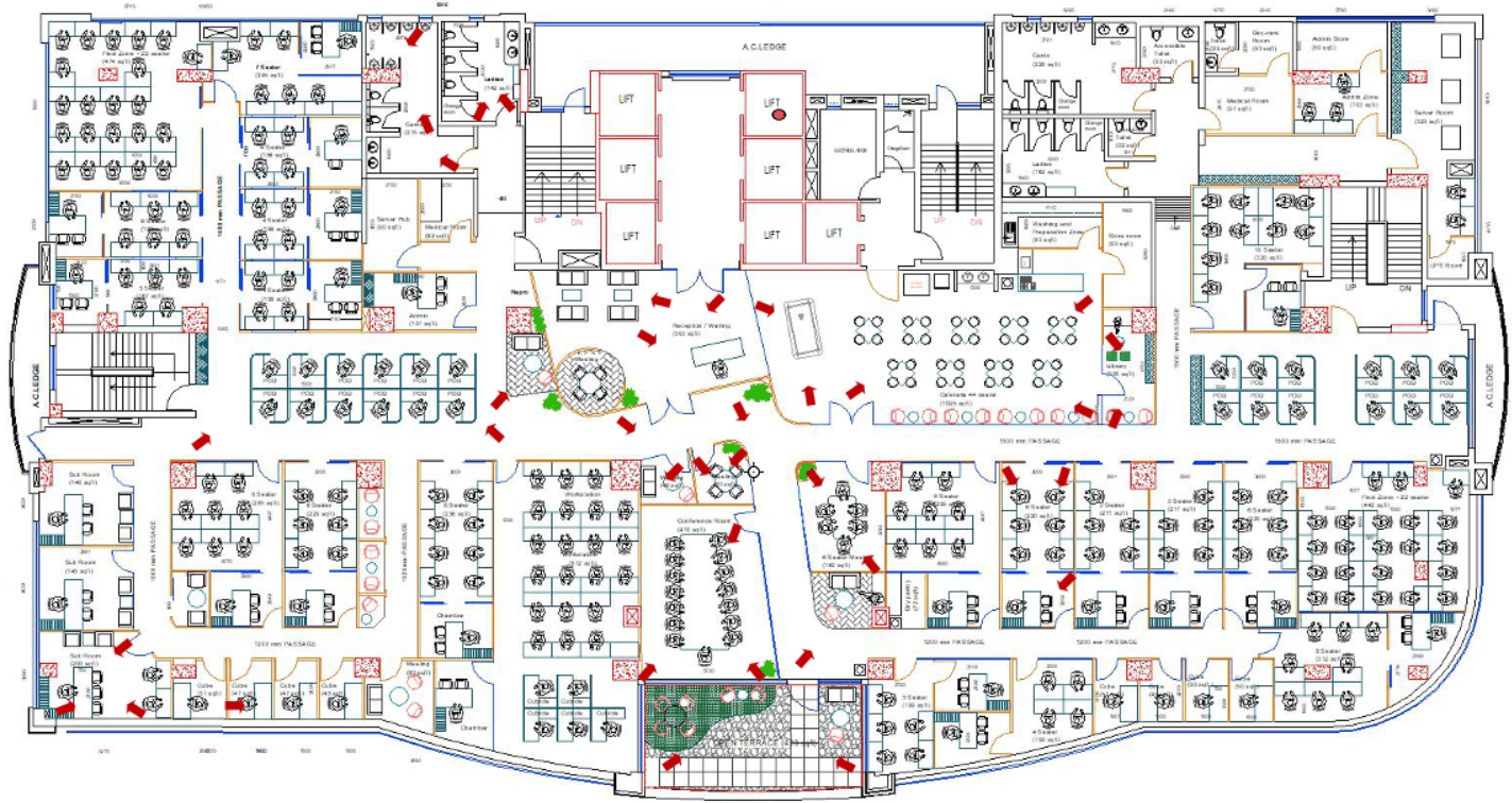 floor plan of Zioks 3.0 coworking space in Kolkata.