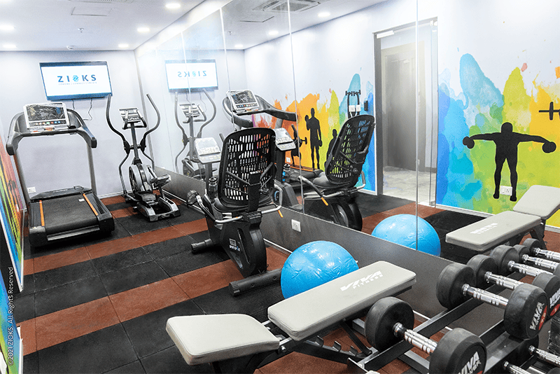 Gym at Zioks business center in Kolkata